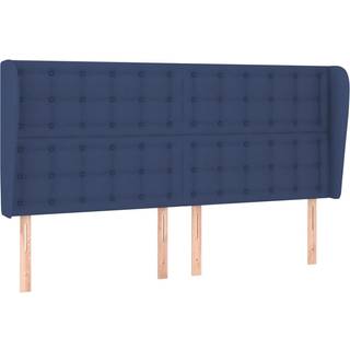 Sengegavl Med Kanter Stof - Blå / 183 x 23 x 118/128 cm