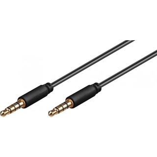 Audiotilslutningskabel AUX, 3,5 mm stereo 4-pin, slank, CU