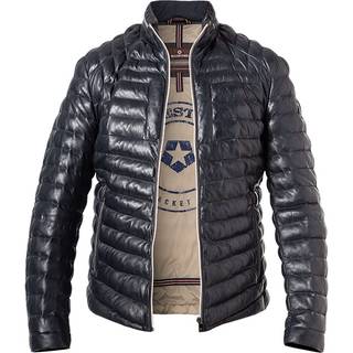 MILESTONE Herren Lederjacke blau unifarben