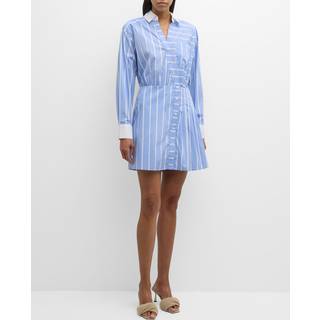 Veronica Beard Poppe striped cotton-blend shirt dress - blue - M