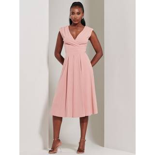 Jolie Moi Jolie Moi Pink Yuina Scuba Pleated Flare Midi Dress - 14