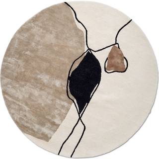 Abstract Rug Round Ivory