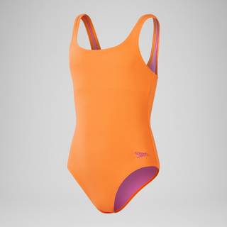 Girls' Textured Swimsuit Orange
