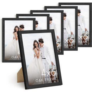 Haus og nuancer solid eg sort 4x6 billedramme til væg eller bordplade sæt på 6-4x6 sorte billedrammer sort trærager ramme 4x6 sæt sorte rammer ti