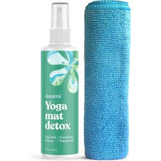 ASUTRA Yoga Mat Cleaner Spray (Energizing Peppermint) 4 fl oz - Ingen glatte rester kologiske teriske olier Dybderensning til fitnessudstyr og