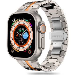 Apple Watch (42/44/SE/45/46/49mm) Tech-Protect Stainless Line Stål Urrem - Titanium / Orange