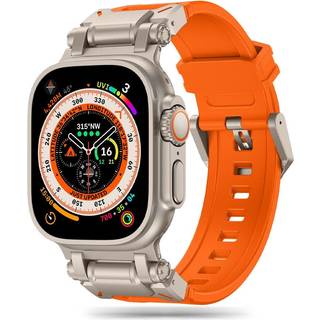 Tech-Protect Apple Watch (42/44/SE/45/46/49mm) Delta Pro Silikone Rem - Orange / Titanium
