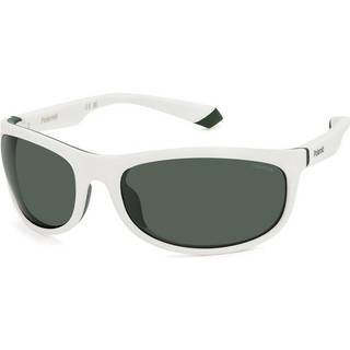 Polaroid Unisex PLD 2154/S 6HT/UC Solbriller Viskelæder Hvid Grøn Wraparound Polariseret