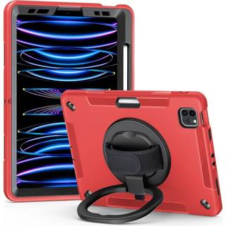 EIDERWOOD iPad Air 10.9-11" (2025-2020) / Pro 11" (2022-2018) Håndværker Cover m. Beskyttelsesfilm & Håndholder - Rød