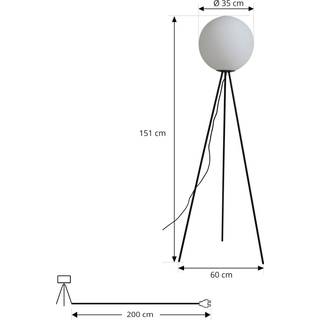 Gulvlampe Kestralia Lucande, Hvid/opal, Stue/spisestue, Glas, Moderne, tripodlampe