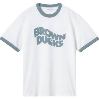 W' S/S Brown Ducks Ringer - White/Dusty Ice - Carhartt WIP - Hvid XS