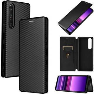 Sony Xperia 1 III Flip Cover - Karbonfiber - Sort