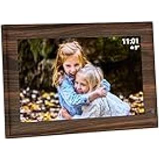 TFA digital fotoramme med Frameo app, mørkt trælook