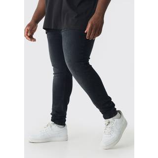 Mens Washed Black Plus Super Skinny Stretch Jeans