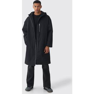 Mens Oversized Padded Tech Longline Mac In Black