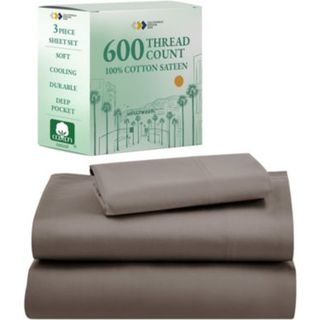 Californien design den dobbeltsengene 100% bomuld 600 trådantal saten blød kølig brunt dobbeltplade sæt hotelkvalitet sengetøj med dybe lommer -