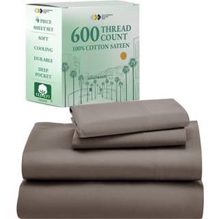 Californiens design den 600 trådtællingsark King 100% bomuldsark Sateen King Size Bed Seng