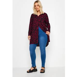 Yours Curve Yours Curve Black Floral Print Textured Shirt