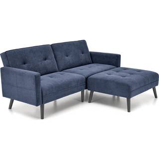CORNELIUS Sovesofa  med skammel - blå stof