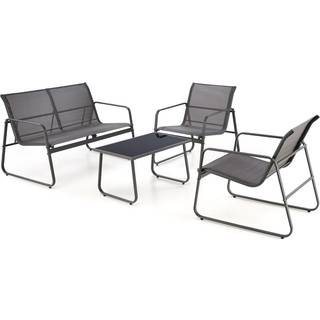 CONOR havemøbelsæt (sofa + 2 stole + sofabord), MørkeGrå/lyseGrå