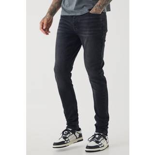 Mens Washed Black Tall Skinny Stretch Jeans