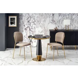MOLINA Rundt spisebord, Sort marmor / Sort / guld