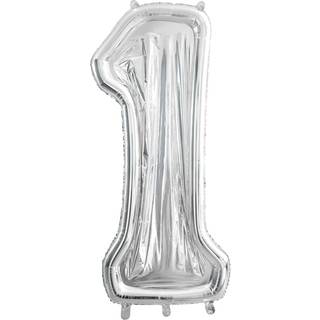 1 stk. Talramme '1' til latexballoner, 126 cm, sølv