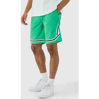 Mens Elasticated Waist Piping Detail Shell Shorts In Green