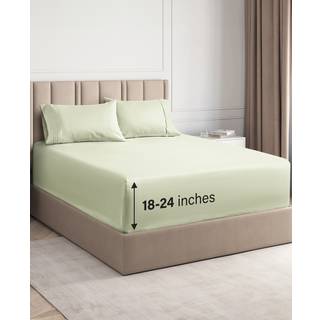 Extra djupficka drottningark - 4 -stycken andningsbara och kylande lakan - Hotell lyxig lakan set - mjuk rynka fri & bekväm - passar lätt extra d