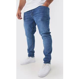Mens Mid Blue Plus Skinny Stretch Jeans