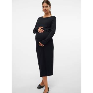 MamaLicious Brynna june ls jrs midi kjole - BLACK