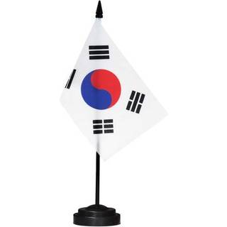 ANLEY Korea Deluxe skrivebordsflags?t - 6 x 4 tommer koreansk miniature-skrivebordsflag med 12"""" massiv stang - levende farver og modstandsdygtig