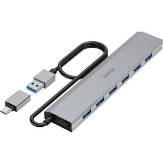 Hama USB-A/USB-C Hub - 7 vejs - 5 Gbit/s - Grå