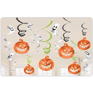 Halloween Kürbis & Geister Dekospiralen 12-tlg