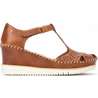 Pikolinostil kvinder. W3Z-1991 Aguadulce brune lædersandaler -Højde 7 cm kile (36), 5-8 cm, Velcro, Casual