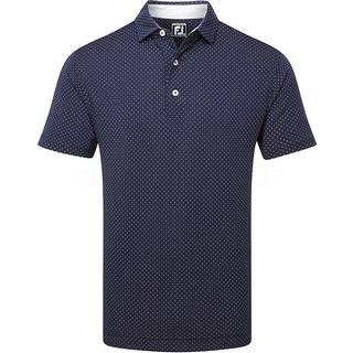 FootJoy Stretch Lisle Dot Print Herre Poloshirt - Navy With White - Str. S