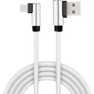 NÖRDIC Vinklet Lightning (Ikke-MFI'er) til vinklet USB A-kabel til synkronisering og opladning hvid 3m
