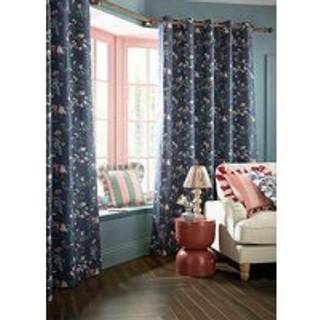 Cath Kidston Cath Kidston Night Shadow Blue Paper Birds Blackout Eyelet Curtains