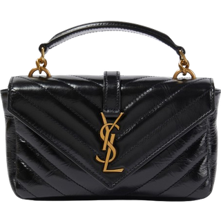 Saint Laurent College Mini metalassÃ© leather shoulder bag - black - One Size