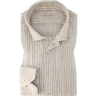 Stenströms Grå stribet skjorte i hør | Herre |Herreskjorter | Fitted Body | Størrelse: M | Grå | Striped | Lange Ærmer