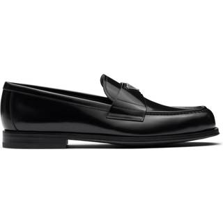 Men's Brushed Leather Loafers in Black - 8