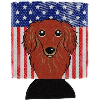 """" Caroline's Treasures BB2144CC American Flag og Longhair Red Dachshund Can eller Bottle Hugger Multicolor """"