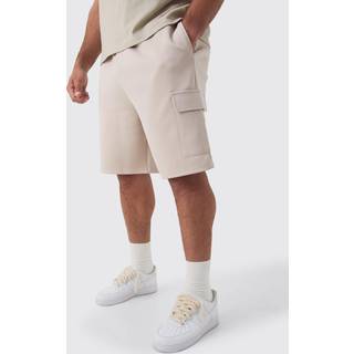 Mens Grey Plus Scuba Relaxed Cargo Shorts
