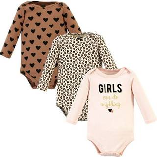 Hudson baby unisex baby bomuld langærmet bodysuits cinnamon hjerter 3 pakke 18-24 måneder