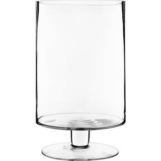 Cys Excel Glass Hurricane Pillar Candle Holder (H: 13.5 """" W: 8 """") | Valg af flere størrelser Kort stamlys midtstykker | Stemmet glascylinderlys