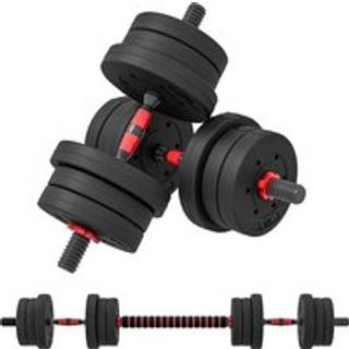 HOMCOM 20kg 2 IN 1 Adjustable Dumbbells Weight Set, Dumbbell Hand Weight Barbell for Body Fitness, Lifting Training Black Aosom UK