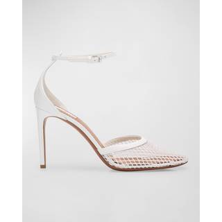 AlaÃ¯a Leather-trimmed mesh pumps - white - EU 42