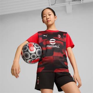 Puma AC Milan Pre-match Short Sleeve Jersey Youth, Red, Size 5-6Y, Clothing - Black - 5-6Y