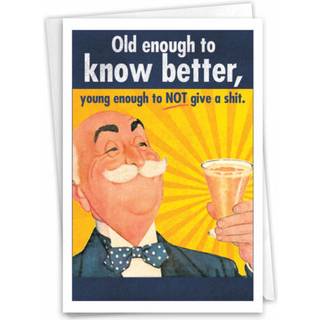 NobleWorks - Sjovt retro-f?dselsdagskort med konvolut - Hilsen til fest for voksenhumor - gammel nok f?dselsdag 5411