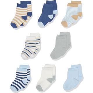 Touched by Nature baby boys Organic Basic Casual Socks Tan Lt. Blue 6-12 mneder USA
